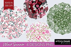 Retro Flowers Wind Spinner Sublimation PNG - Floral Round Product Image 1