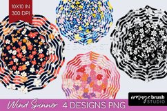 Retro Flowers Wind Spinner Sublimation PNG - Floral Round Product Image 1