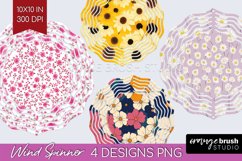 Retro Flowers Wind Spinner Sublimation PNG - Floral Round Product Image 1