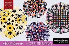 Retro Flowers Wind Spinner Sublimation PNG - Floral Round Product Image 1