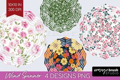 Retro Flowers Wind Spinner Sublimation PNG - Floral Round Product Image 1
