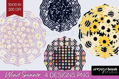 Retro Flowers Wind Spinner Sublimation PNG - Floral Round Product Image 1