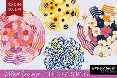 Retro Flowers Wind Spinner Sublimation PNG - Floral Round Product Image 1