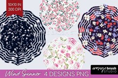 Retro Flowers Wind Spinner Sublimation PNG - Floral Round Product Image 1