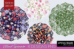 Retro Flowers Wind Spinner Sublimation PNG - Floral Round Product Image 1