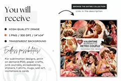Romantic retro Couple in a Pink Heart Clipart, Valentine Product Image 4