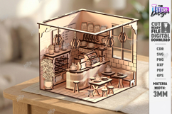 Coffee Shop Roombox Laser Cut | Miniature Bakery Dollhouse Product Image 1
