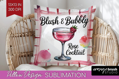 Rose Cocktail Cocktail Pillow Sublimation Summer Drink Cover Product Image 1