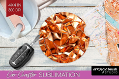 Rose Gold Car Coaster - Metallic Rose Coaster PNG Product Image 1