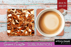 Rose Gold Square Coaster - Metallic Rose Coaster PNG Product Image 1
