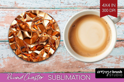 Rose Gold Round Coaster - Metallic Rose Coaster PNG Product Image 1