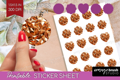 Rose Gold Round Sticker - Metallic Rose Printable Sticker Product Image 1