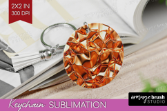 Rose Gold Keychain PNG - Metallic Rose Keychain Sublimation Product Image 1