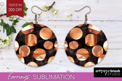Rose Gold Round Earrings - Metallic Rose PNG Sublimation Product Image 1