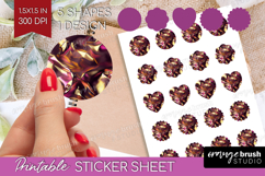 Rose Gold Round Sticker - Metallic Rose Printable Sticker Product Image 1