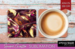 Rose Gold Square Coaster - Metallic Rose Coaster PNG Product Image 1