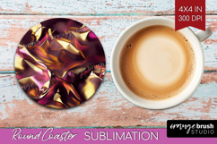 Rose Gold Round Coaster - Metallic Rose Coaster PNG Product Image 1
