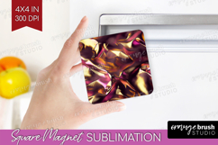 Rose Gold Magnet Sublimation - Metallic Rose Square Magnet Product Image 1
