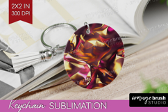Rose Gold Keychain PNG - Metallic Rose Keychain Sublimation Product Image 1