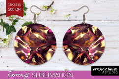 Rose Gold Round Earrings - Metallic Rose PNG Sublimation Product Image 1