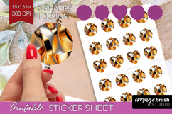 Rose Gold Round Sticker - Metallic Rose Printable Sticker Product Image 1