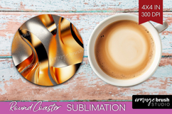 Rose Gold Round Coaster - Metallic Rose Coaster PNG Product Image 1