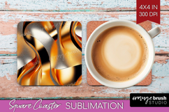 Rose Gold Square Coaster - Metallic Rose Coaster PNG Product Image 1