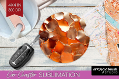 Rose Gold Car Coaster - Metallic Rose Coaster PNG Product Image 1