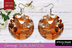Rose Gold Round Earrings - Metallic Rose PNG Sublimation Product Image 1