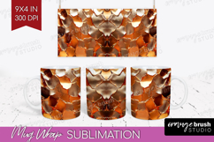 Rose Gold Mug Wrap - Metallic Rose Mug PNG Sublimation Product Image 1