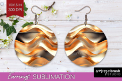 Rose Gold Round Earrings - Metallic Rose PNG Sublimation Product Image 1