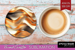 Rose Gold Round Coaster - Metallic Rose Coaster PNG Product Image 1