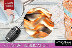 Rose Gold Car Coaster - Metallic Rose Coaster PNG Product Image 1