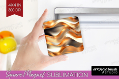 Rose Gold Magnet Sublimation - Metallic Rose Square Magnet Product Image 1