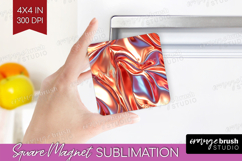 Rose Gold Magnet Sublimation - Metallic Rose Square Magnet Product Image 1