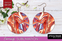 Rose Gold Round Earrings - Metallic Rose PNG Sublimation Product Image 1