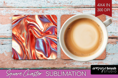 Rose Gold Square Coaster - Metallic Rose Coaster PNG Product Image 1
