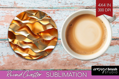 Rose Gold Round Coaster - Metallic Rose Coaster PNG Product Image 1