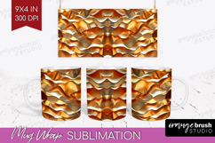 Rose Gold Mug Wrap - Metallic Rose Mug PNG Sublimation Product Image 1
