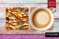 Rose Gold Square Coaster - Metallic Rose Coaster PNG Product Image 1