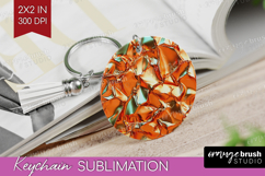 Rose Gold Keychain PNG - Metallic Rose Keychain Sublimation Product Image 1