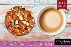 Rose Gold Round Coaster - Metallic Rose Coaster PNG Product Image 1