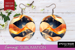 Rose Gold Round Earrings - Metallic Rose PNG Sublimation Product Image 1