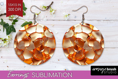 Rose Gold Round Earrings - Metallic Rose PNG Sublimation Product Image 1