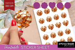 Rose Gold Round Sticker - Metallic Rose Printable Sticker Product Image 1