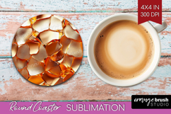 Rose Gold Round Coaster - Metallic Rose Coaster PNG Product Image 1