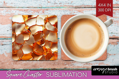 Rose Gold Square Coaster - Metallic Rose Coaster PNG Product Image 1