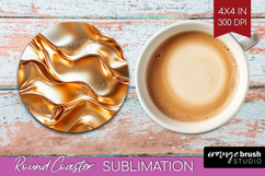 Rose Gold Round Coaster - Metallic Rose Coaster PNG Product Image 1