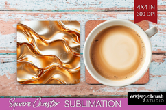 Rose Gold Square Coaster - Metallic Rose Coaster PNG Product Image 1