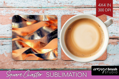 Rose Gold Square Coaster - Metallic Rose Coaster PNG Product Image 1